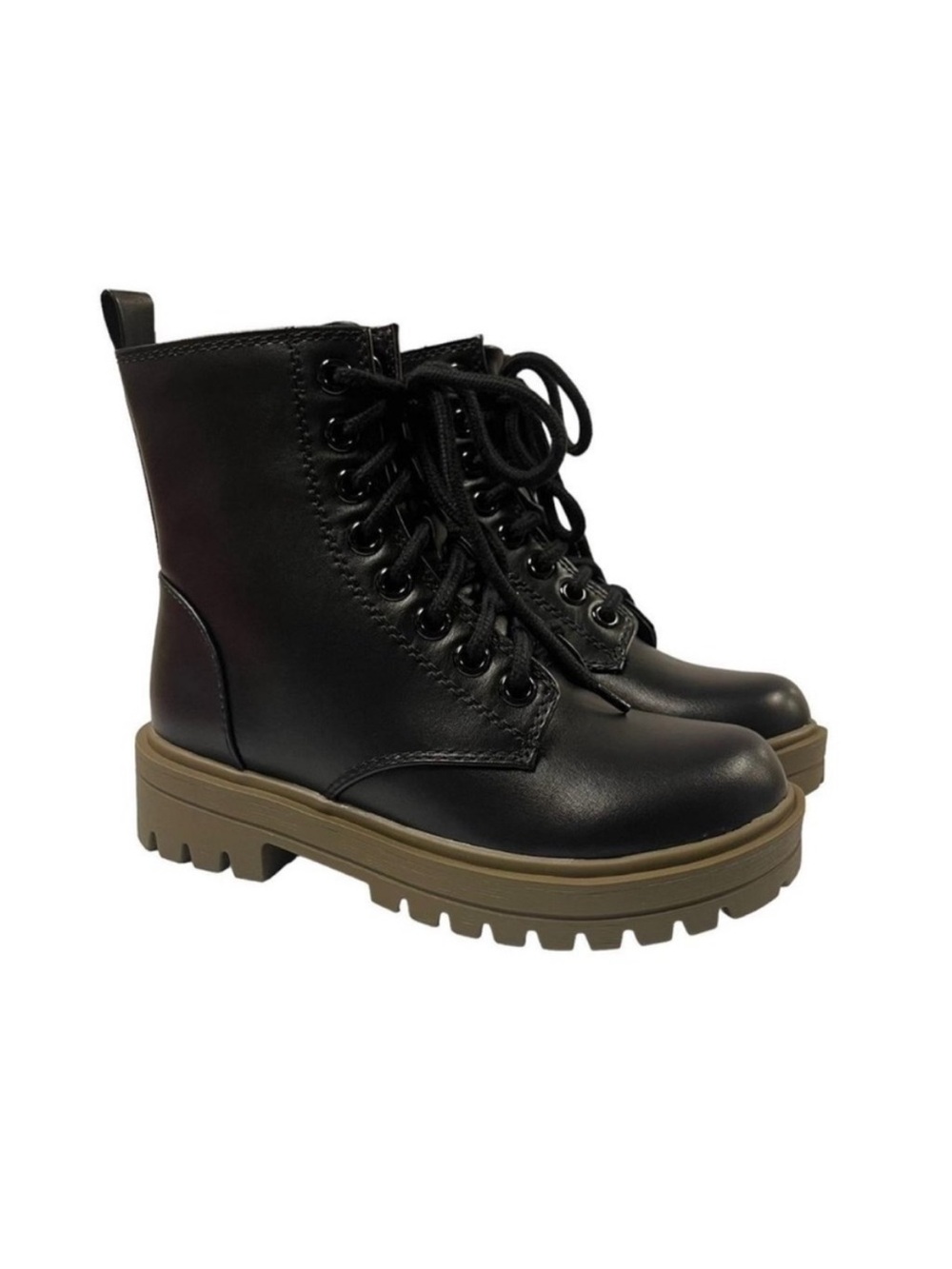 Soda Black Boots Lace Zipper Chunky